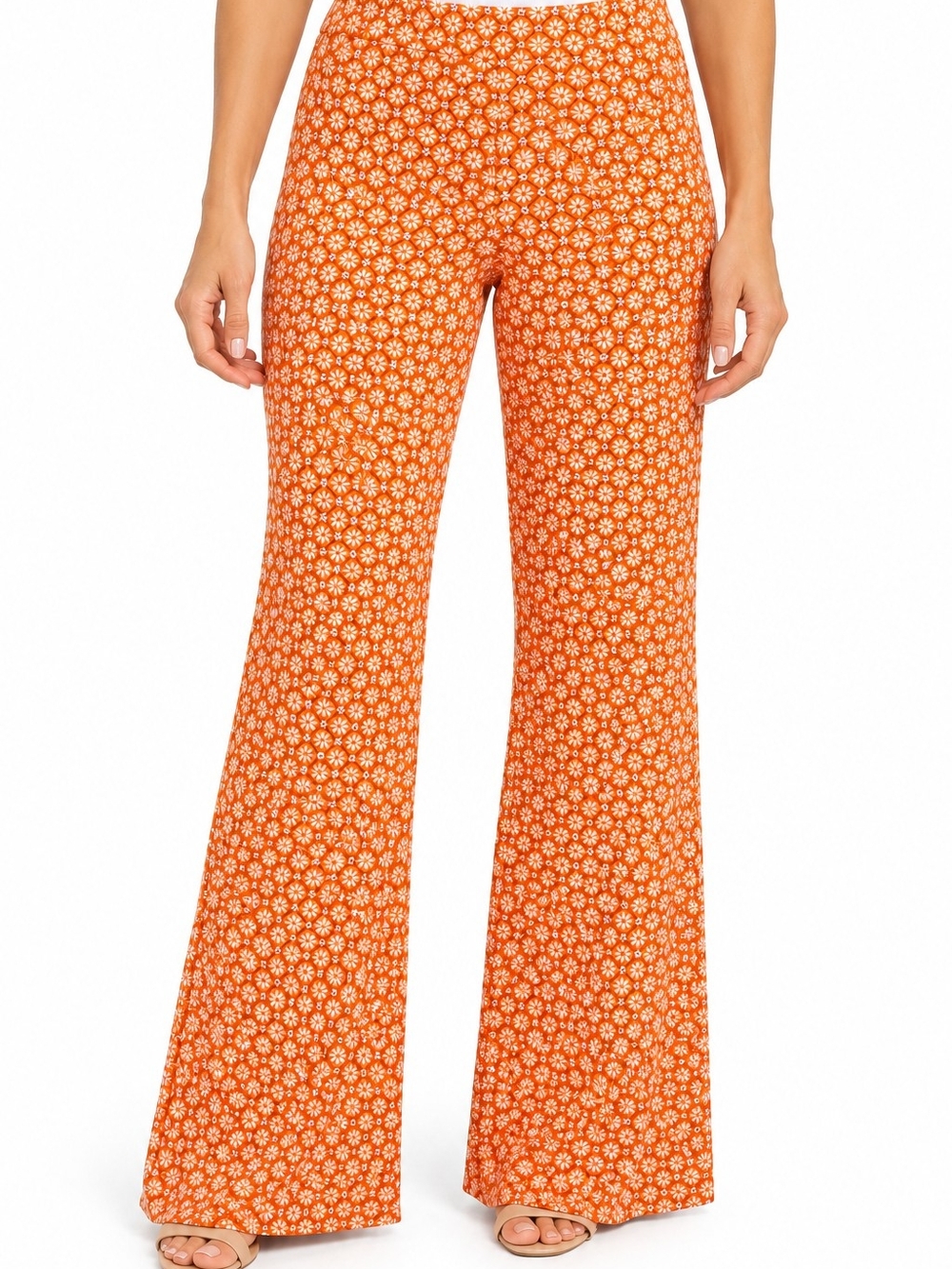 Wild Fable Orange Floral Print Flared Pants NWT